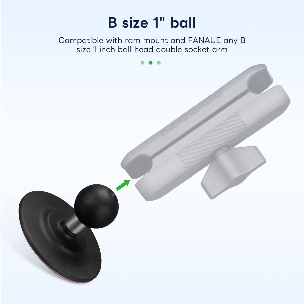 Fanaue Flex Adhesive Ball Base Compatible With Ram Mounts B Size Double Socket Arm, 1'' Ball Head Adapter For Motorcycle Phone M